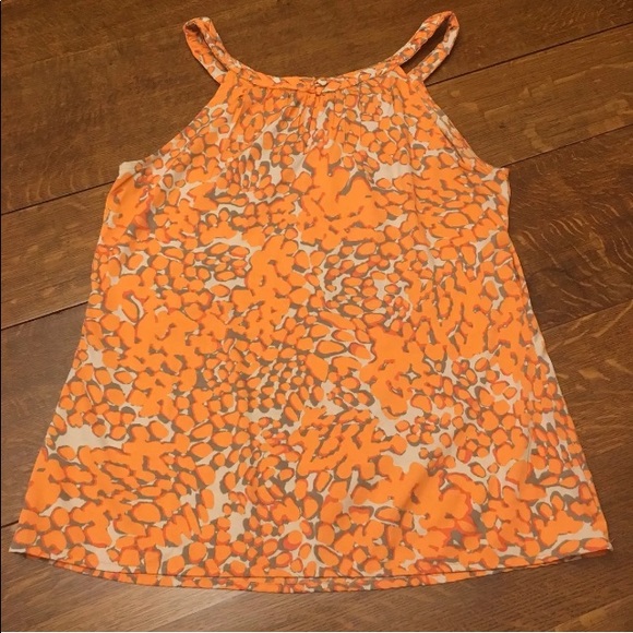 Banana Republic Orange Tan Ruffle Bib Braided Neck - Picture 2 of 4